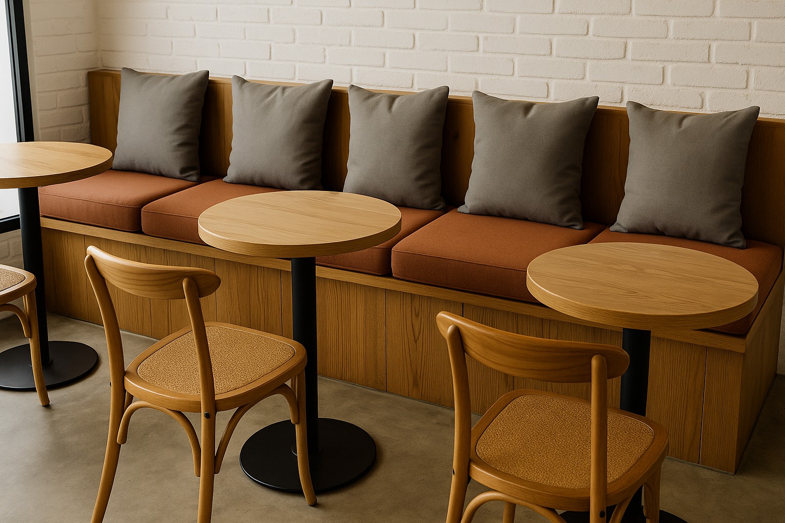 Изготовление и пошив пуфов на лавку в кофейню